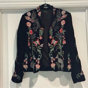 Gorgeous, Zara velvet embroidered Black Floral Jacket
